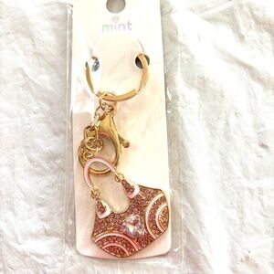 Keychain Purse charm handbag rhinestone pink golden NWT